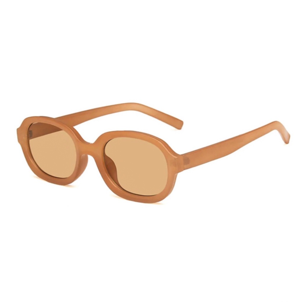 Oval Vintage Trendy Hip Hop Cute Women's Orange Brown Female Y2K Sunglasses